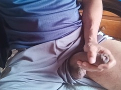 Uncut and hairy! Gay handjob focusing on foreskin play