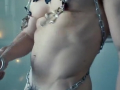 FLEXING IN V-CARD BOX, THROAT GAG, AND CHAINS 86