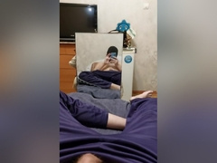 Young Russian Guy In Sweatpants And Balaclava Jerks Off