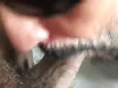 Bearded cum drinking close up