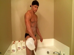 muscle hunk baths in... milk
