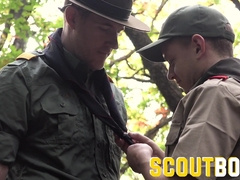 ScoutBoys - Red-Hot strung up Scoutleader barebacks super-cute bald scout in man sausage