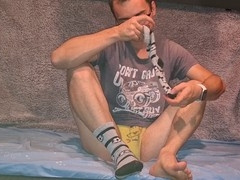 Gay foot worship, massive dick and testicles, stroking my shaft