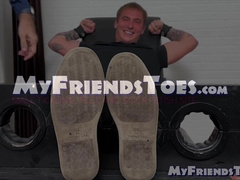 Restrained Tyler French screams and giggles in sweaty tickle torment