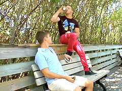 Muscle stud Angel Rock spraying cum with splendid Joey Cooper