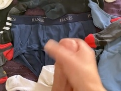 Hanes underwear, black socks, cock in sock