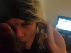 Sissy gagging and sucking my balls Pt 1 2