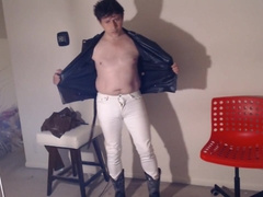 Cowboy Boots Leather & Clean Bright White Jeans Hunk Strip To Jerk! Any Other Request!