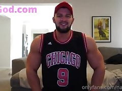 Muscle guy playing with a butt plug