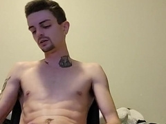 Tattoed twunk sploogs three day sack