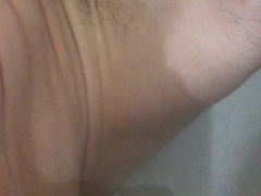 Muscled boy shoots a load in the shower! Underwater spunk shot! Urinating on myself!