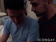 Bearded homo anally fucked by his big dicked lover
