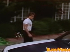 Long haired studs moan during kinky jerk off and kissing