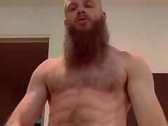 hot bearded guy stroking