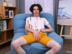 Horny twink with a massive cock masturbates until he explodes