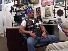 Mature biker heard about the reputation of this pawn shop and came for a fucking