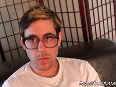 Blondie Richie Jacquelette cums on his furry abdomen after stroking