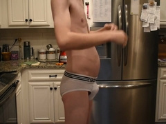 Skinny Young Twink Rehydrates His Belly Full Of Rice And Soda