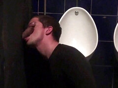 Dick sucker on glory holes in the toilet