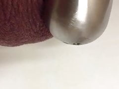 My slave piss with chastity at work
