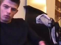 Cute guy jerks his big cock off