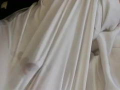 Nylon Slip Wank & Cum - Vintage Crossdresser Webcam Solo