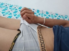 Husband pleasuring himself at home with his big cock