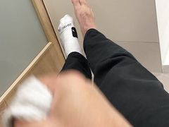 boy is shooting his load on nike elite socks
