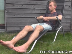 Feet fetish twinks Milo and Tristan fuck raw after blowjob