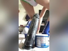 Twink Chastity Sub Fag Boy Follows Daddys Orders with Huge Dildo in Pussy