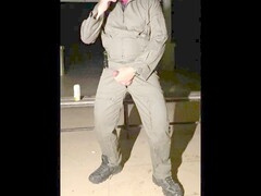 After work, I decide to rub one out in my mechanic suit and unleash a creamy explosion with plenty of precum lube