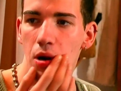 Sexy twink jacks off to a statue