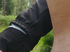 Got horny during a walk in the forest and waxed