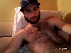 Hairy chest covered in cum 3