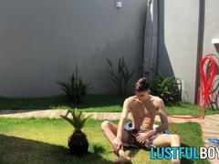 Hot Twink Henry Evans feels the heat from the sun and gets horny after gardening