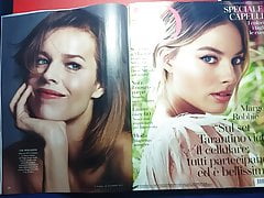 EVA HERZIGOVA, MARGOT ROBBIE DOUBLE CUMTRIBUTE OVER MAGAZINE