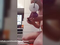 More fucking machine fun with 8 inch dildo