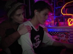 Spunky gamer and his buddy (Casey Donovan & David Gallagher)