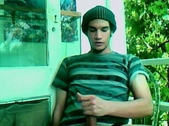 Horny guy Tristan jacking off outdoors to get you off