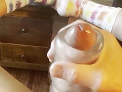 KingKunga horny, naked strokes using penis sleeve shoots a nice load