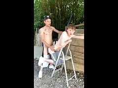 UK skinny guys fucks outdoor. Amateur british gay porn