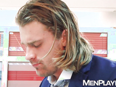 Blond hunk Johan Kane destroys the anus of bottom Logan Moore