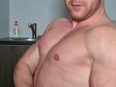 Insatiable bulky man drains off and showcases his super hot assets