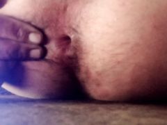 Teen fat boy show big white hairy ass and first time fucking big black dildo hole play and fingering