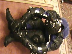 Frogcuffed leather bikerslave