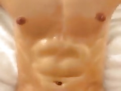 Cumming on Crunching Abs
