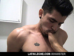 uncut Latino fellow finishes off With No Hands