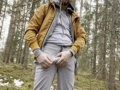 Twinks Jerk Off with Fingering in Woods Cumshot