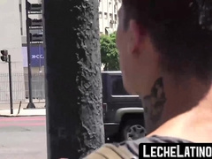 LecheLatinos.com - Tattooed Latino's hard, raw threesome fuck with two hung tops