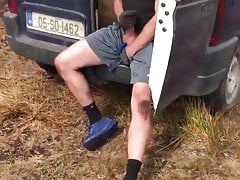 Caught contruction worker jack off